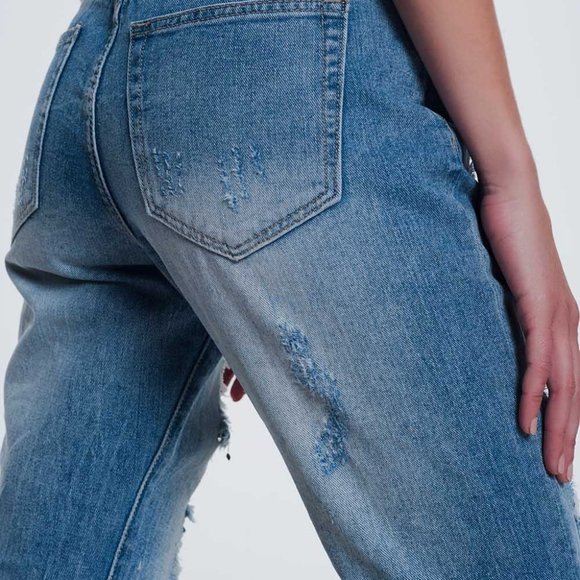 NWT Q2 Premium Distressed Boyfriend Jeans - Picture 4 of 8